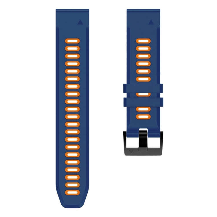 For Garmin Instinct 2X Solar Sports Two-Color Silicone Watch Band(Midnight Blue+Orange)