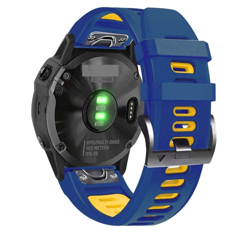 For Garmin Instinct 2X Solar Sports Two-Color Silicone Watch Band(Midnight Blue+Yellow)