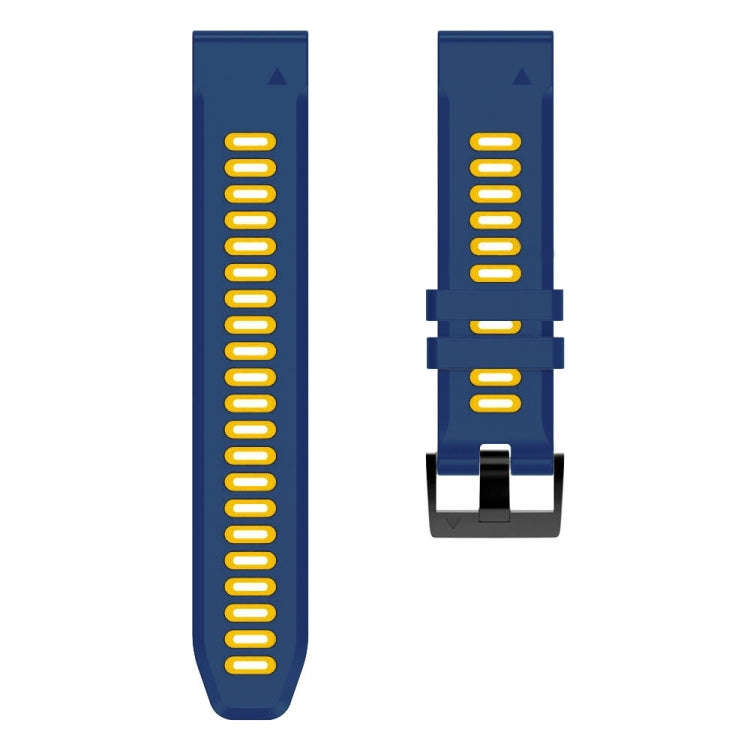 For Garmin Instinct 2X Solar Sports Two-Color Silicone Watch Band(Midnight Blue+Yellow)