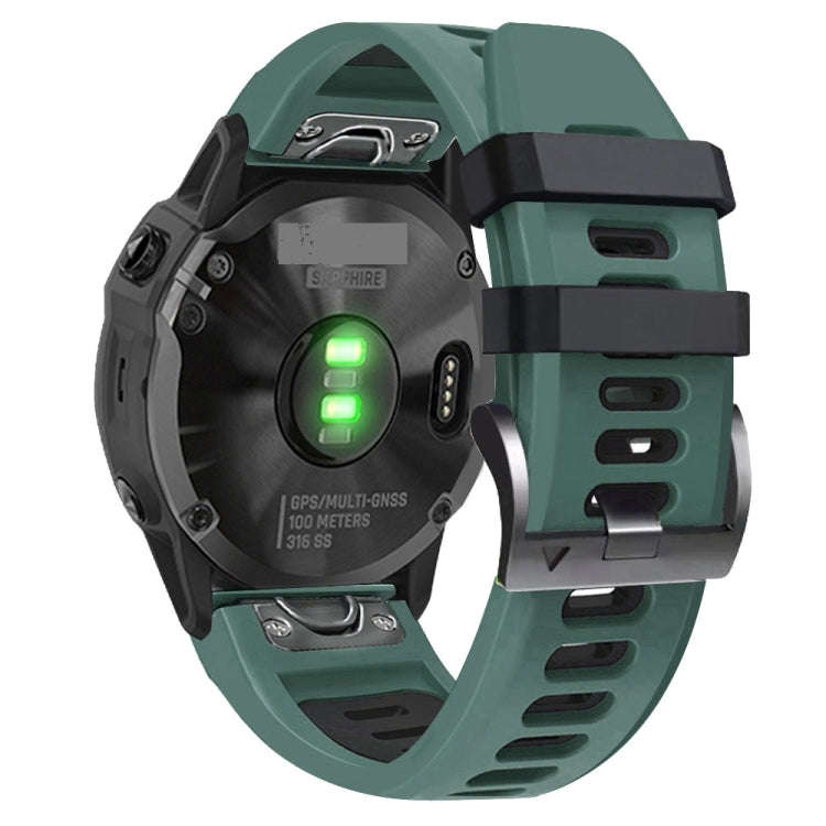 For Garmin Fenix 7 Pro 51mm Sports Two-Color Silicone Watch Band(Army Green+Black)