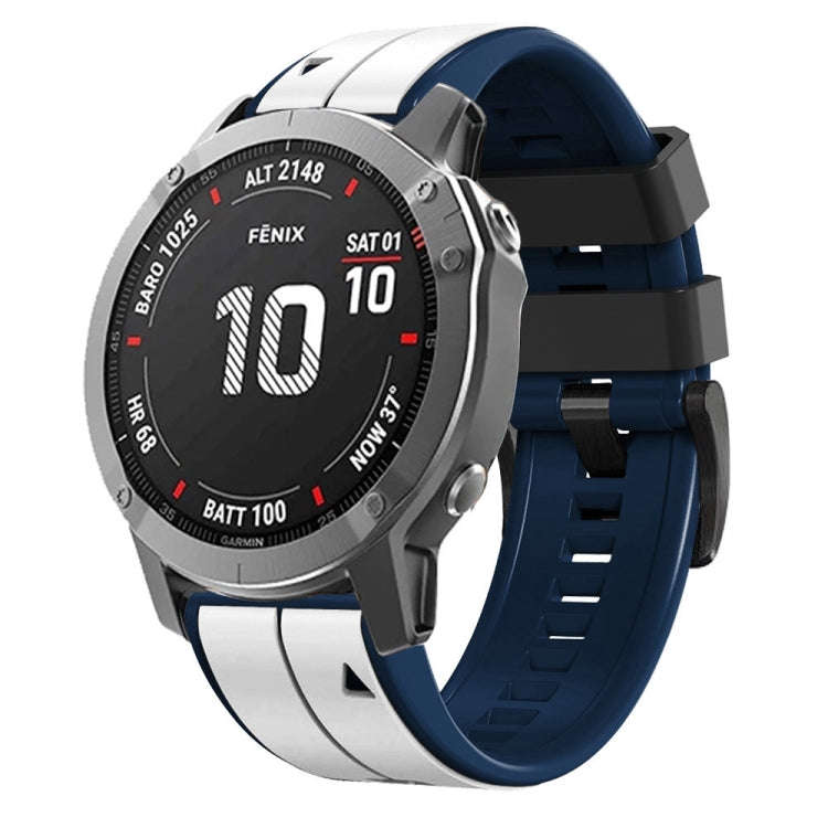 For Garmin Instinct 2 Solar Sports Two-Color Silicone Watch Band(White+Dark Blue)