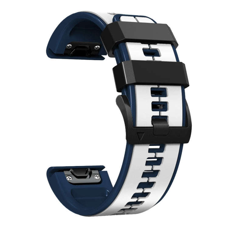 For Garmin Instinct 2 Solar Sports Two-Color Silicone Watch Band(White+Dark Blue)