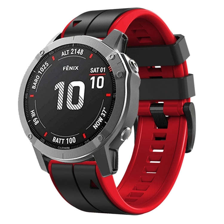For Garmin Instinct 2 Solar Sports Two-Color Silicone Watch Band(Black+Red)