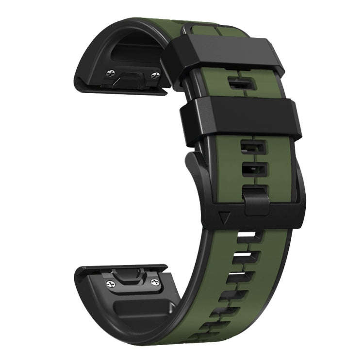 For Garmin Instinct 2 Solar Sports Two-Color Silicone Watch Band(Army Green+Black)