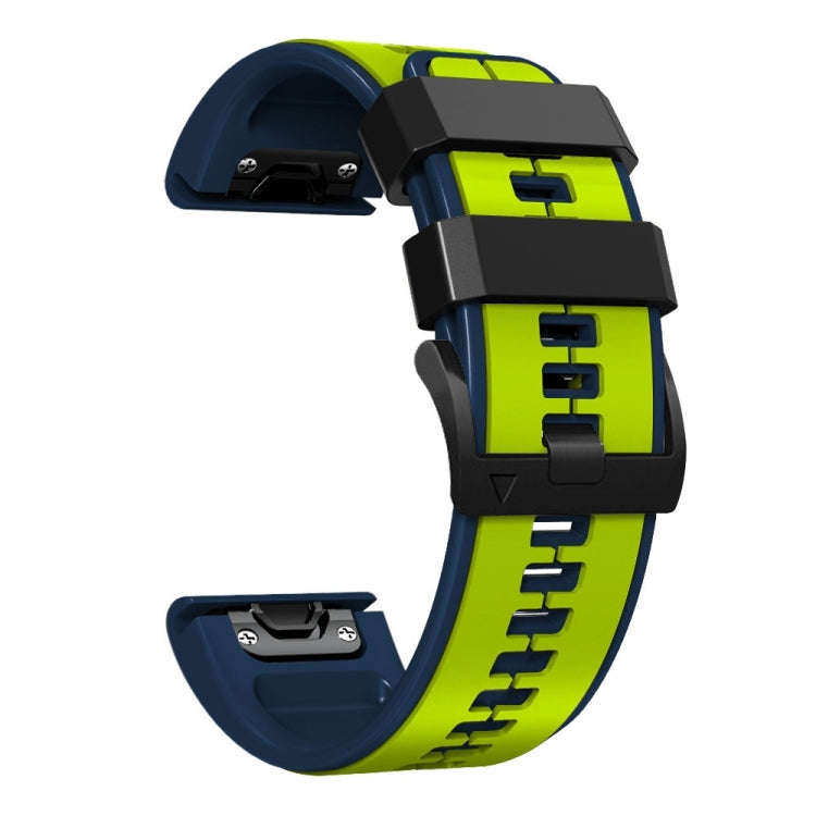 For Garmin Instinct 2 Solar Sports Two-Color Silicone Watch Band(Lime+Blue)