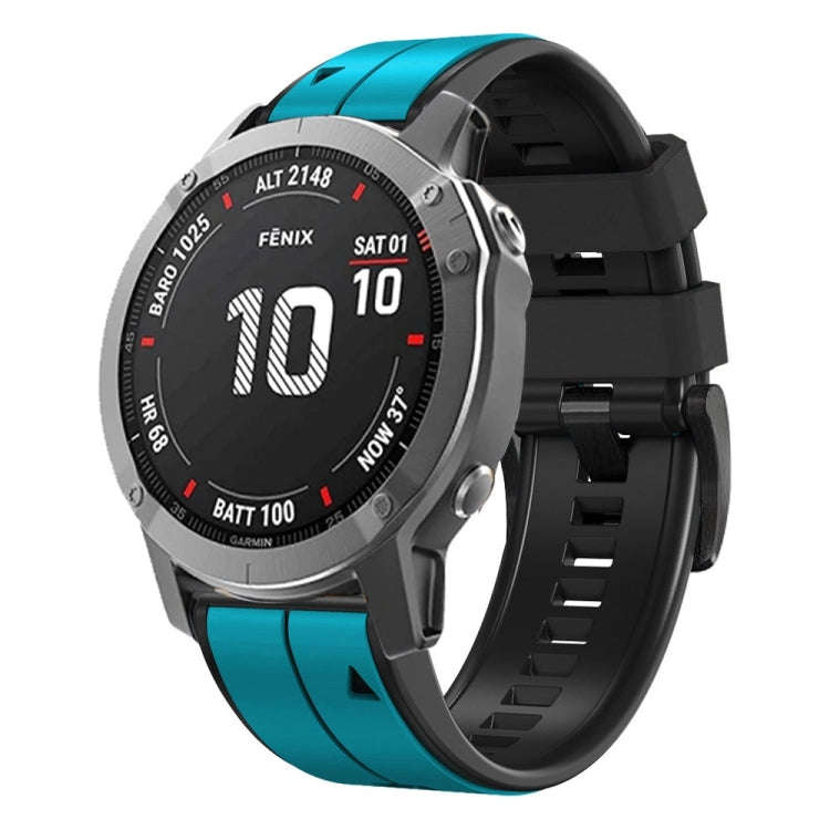 For Garmin Instinct 2 Solar Sports Two-Color Silicone Watch Band(Sky Blue+Black)