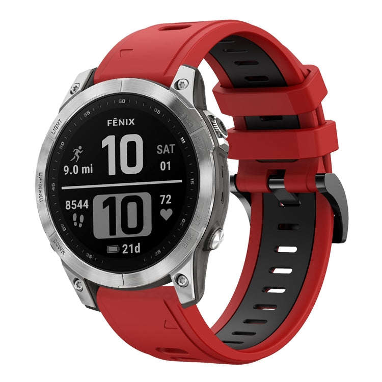 For Garmin Instinct 2X Solar Sports Two-Color Silicone Watch Band(Red+Black)