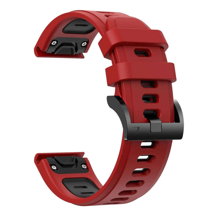 For Garmin Instinct 2X Solar Sports Two-Color Silicone Watch Band(Red+Black)