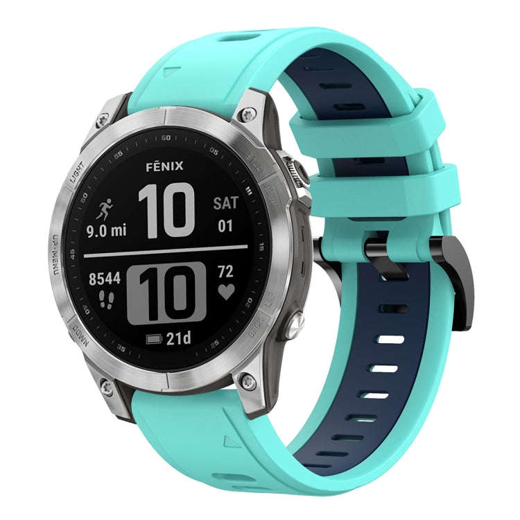 For Garmin Epix Pro 51mm Sports Two-Color Silicone Watch Band(Mint Green+Blue)