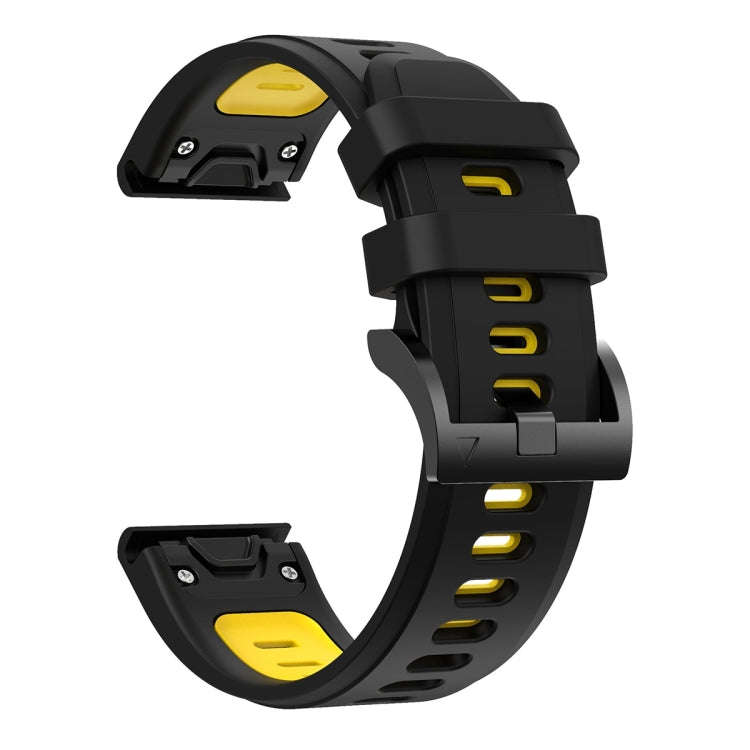 For Garmin Instinct 2 Solar Sports Two-Color Silicone Watch Band(Black+Yellow)