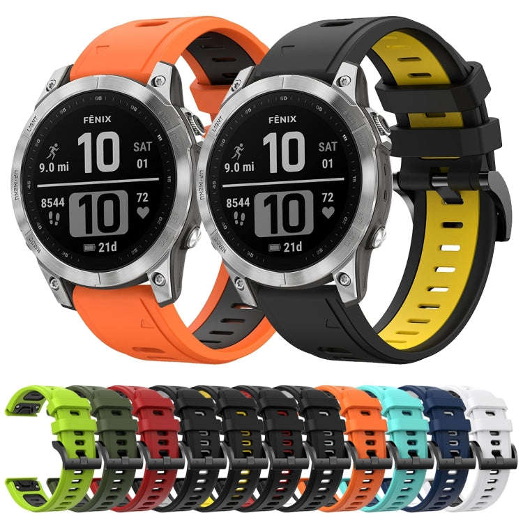 For Garmin Instinct 2 Solar Sports Two-Color Silicone Watch Band(Lime Green+Black)