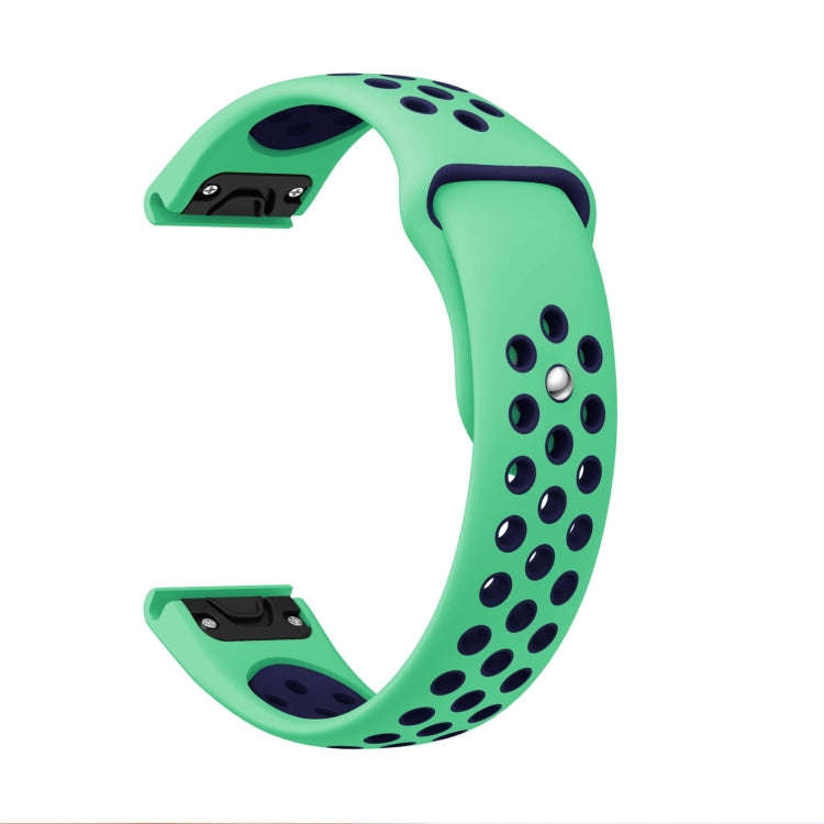 For Garmin Instinct 2 Solar Sports Breathable Silicone Watch Band(Mint Green+Midnight Blue)