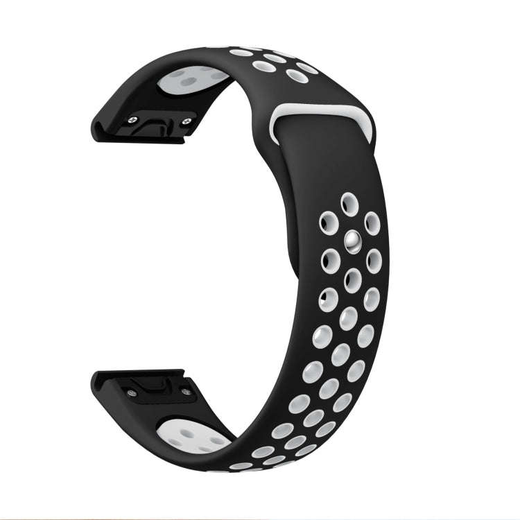 For Garmin Instinct 2 Solar Sports Breathable Silicone Watch Band(Black+White)