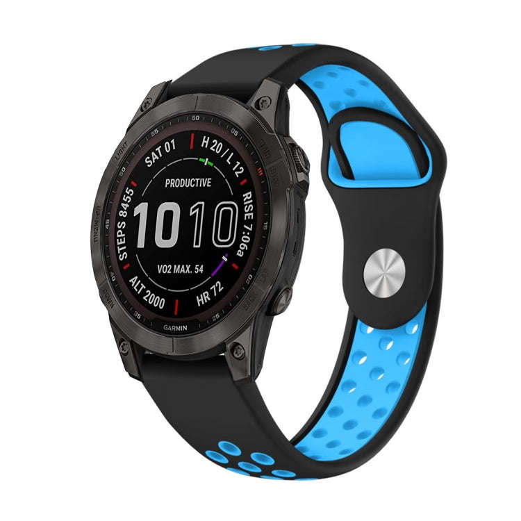 For Garmin Instinct 2 Solar Sports Breathable Silicone Watch Band(Black+Blue)