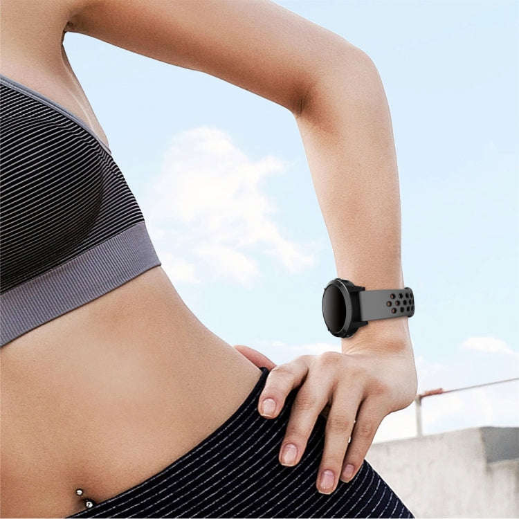 For Garmin Instinct 2 Solar Sports Breathable Silicone Watch Band(Black+Blue)