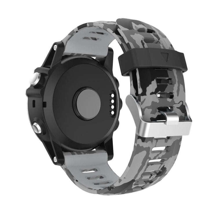 For Garmin Instinct 2X Solar Camouflage Printed Silicone Watch Band(Grey+Army Camouflage)