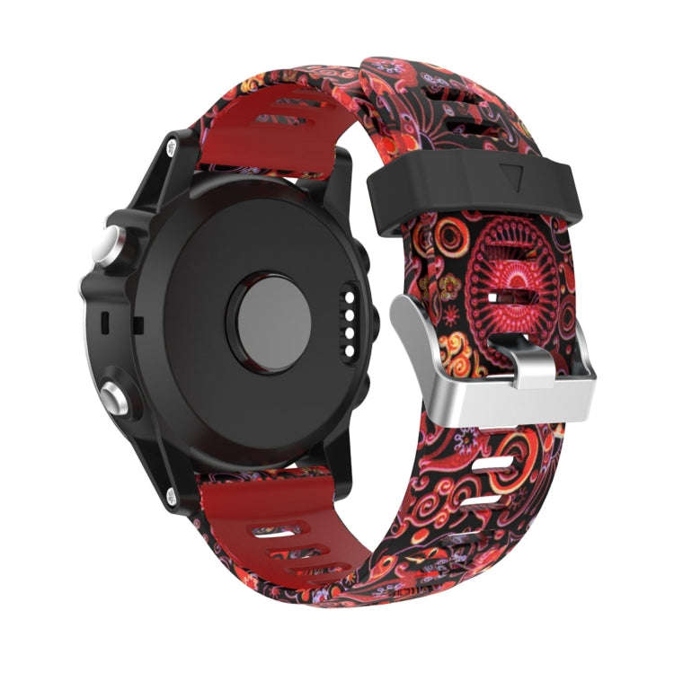 For Garmin Epix Pro 51mm Camouflage Printed Silicone Watch Band(Red+Jellyfish Camouflage)