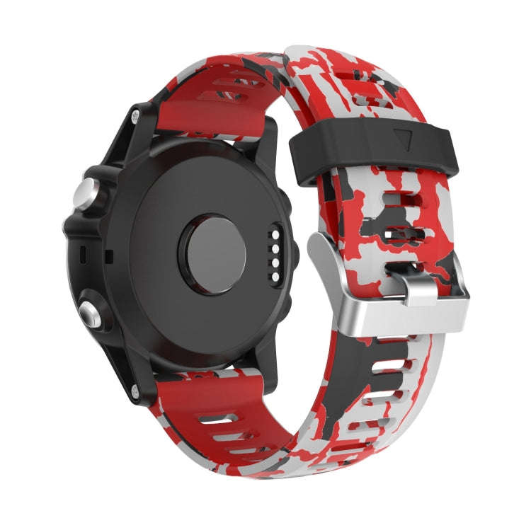 For Garmin Epix Pro 51mm Camouflage Printed Silicone Watch Band(Red+Army Camouflage)
