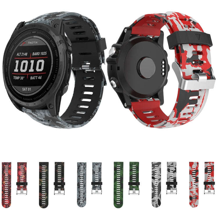 For Garmin Enduro 2 Camouflage Printed Silicone Watch Band(Army Green+Army Camouflage)