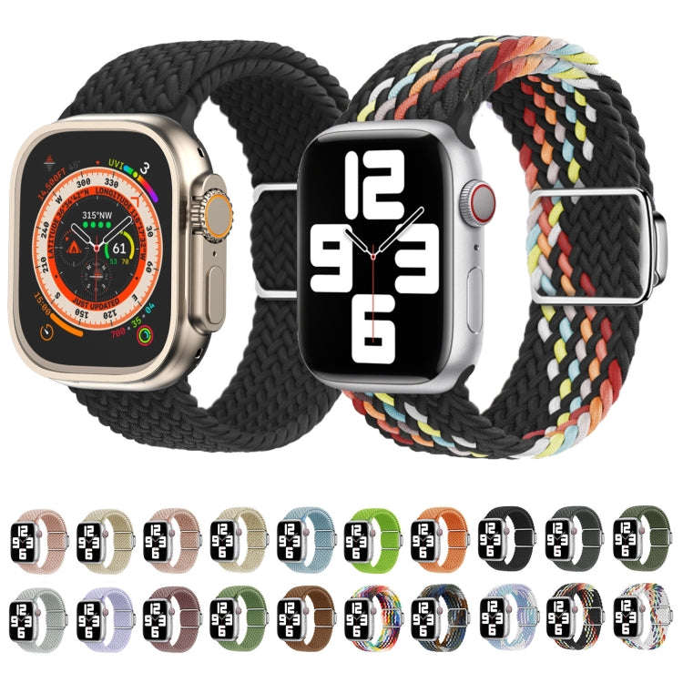 For Apple Watch SE 2022 44mm Nylon Loop Magnetic Buckle Watch Band(Colorful Starlight)