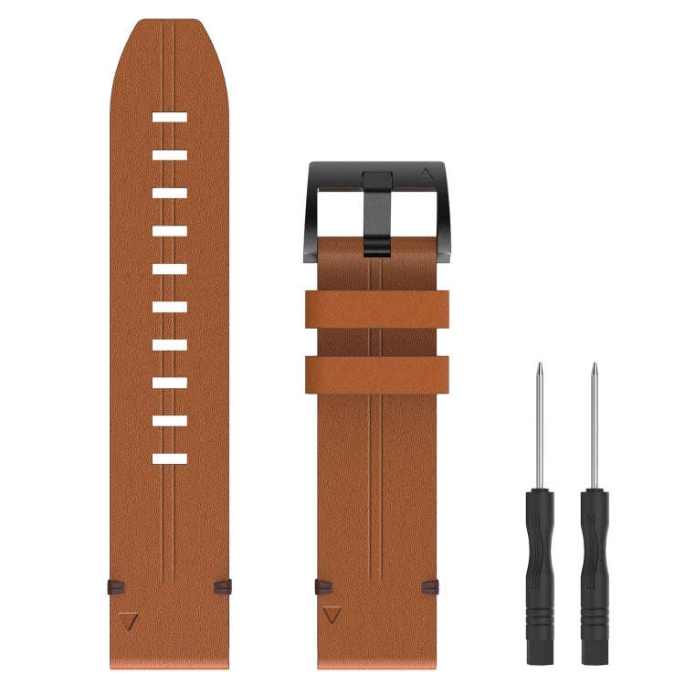 For Garmin Enduro 2 Leather Steel Buckle Watch Band(Black)
