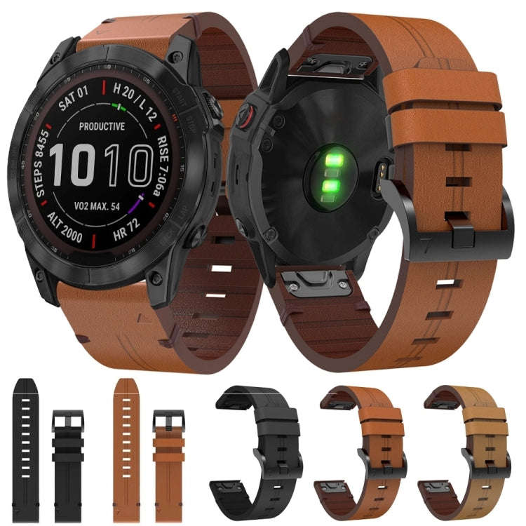 For Garmin Enduro 2 Leather Steel Buckle Watch Band(Black)