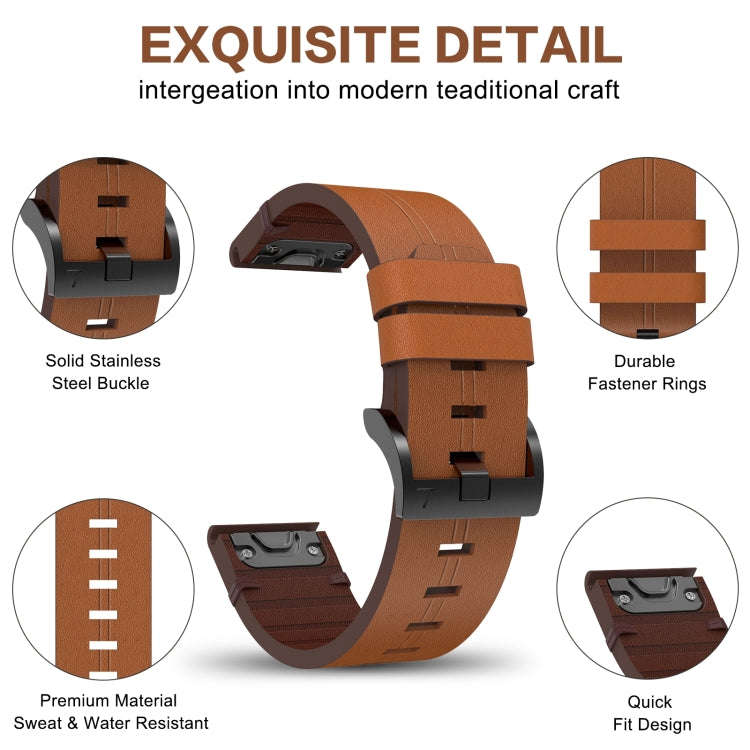 For Garmin Enduro 2 Leather Steel Buckle Watch Band(Black)