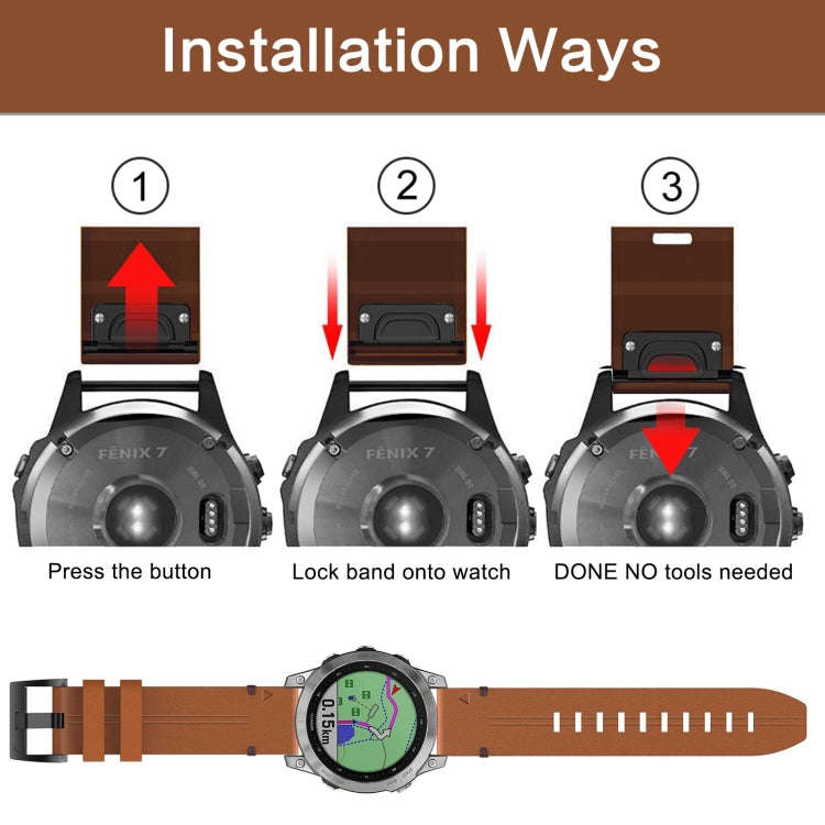For Garmin Enduro 2 Leather Steel Buckle Watch Band(Black)