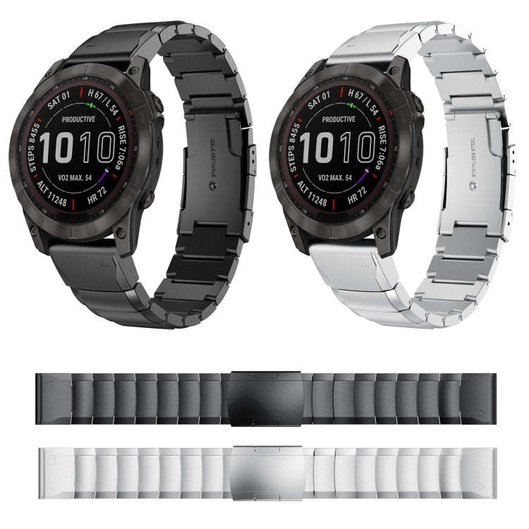 For Garmin Instinct 2X Solar Tortoise Shell Stainless Steel Watch Band(Sliver)