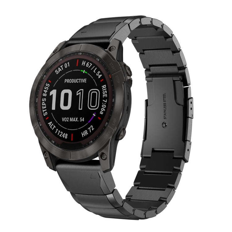 For Garmin Instinct 2 Solar Tortoise Shell Stainless Steel Watch Band(Black)