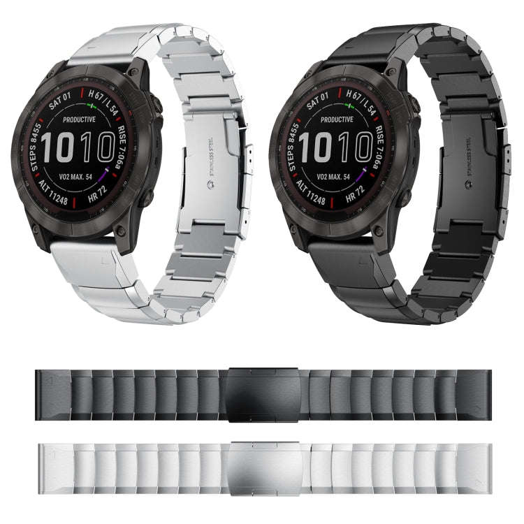 For Garmin Instinct 2 Solar Tortoise Shell Stainless Steel Watch Band(Sliver)
