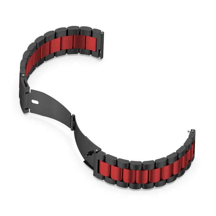 For Huawei Watch 4 / 4 Pro Three Bead Stainless Steel Watch Band(Black Red)