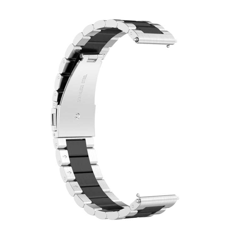For Huawei Watch 4 / 4 Pro Three Bead Stainless Steel Watch Band(Silver Black)