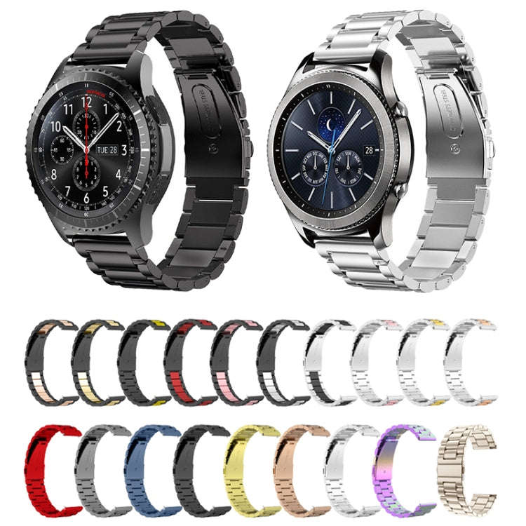 For Huawei Watch 4 / 4 Pro Three Bead Stainless Steel Watch Band(Blue)
