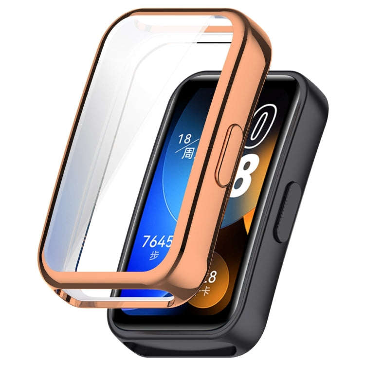 For Huawei Band 10 / 9 / 8 Full Coverage TPU Electroplating Watch Protective Case(Rose Gold)