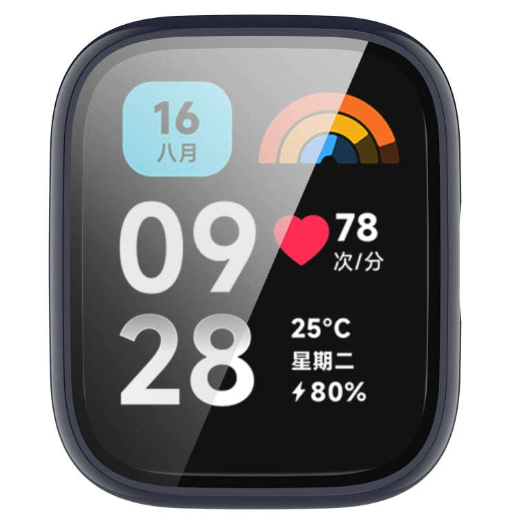For Redmi Watch 3 Lite PC + Tempered Film Integrated Watch Protective Case(Ink Blue)