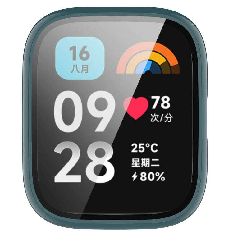 For Redmi Watch 3 Lite PC + Tempered Film Integrated Watch Protective Case(Pine Green)
