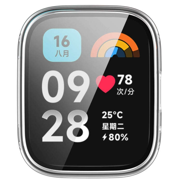 For Redmi Watch 3 Lite PC + Tempered Film Integrated Watch Protective Case(Transparent)