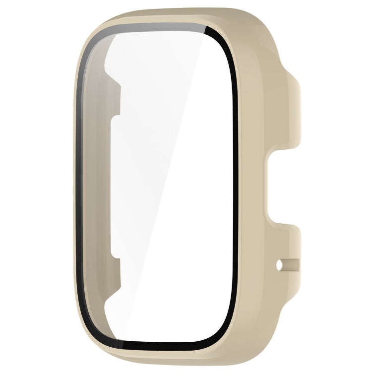 For Redmi Watch 3 Lite PC + Tempered Film Integrated Watch Protective Case(Ivory White)
