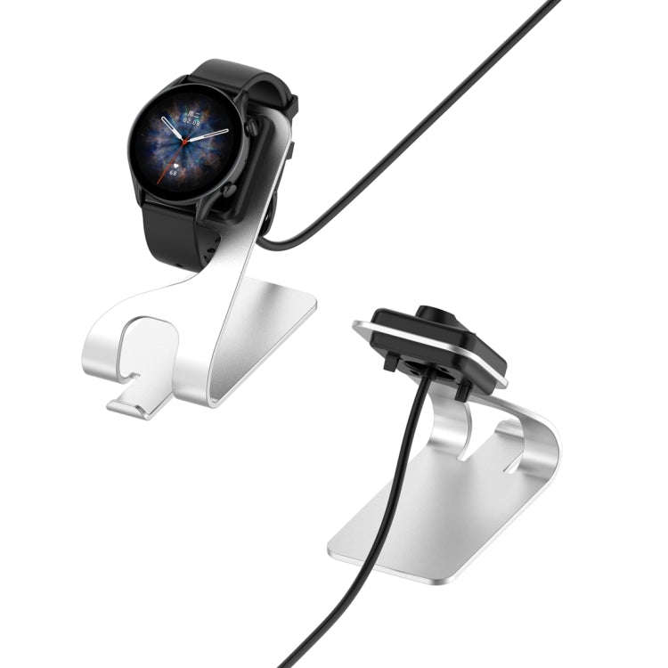 For Amazfit T-Rex Ultra Rotatable Smart Watch Charger Metal Dock Charger Bracket(Silver)