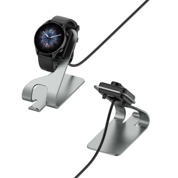 For Amazfit T-Rex Ultra Rotatable Smart Watch Charger Metal Dock Charger Bracket(Grey)