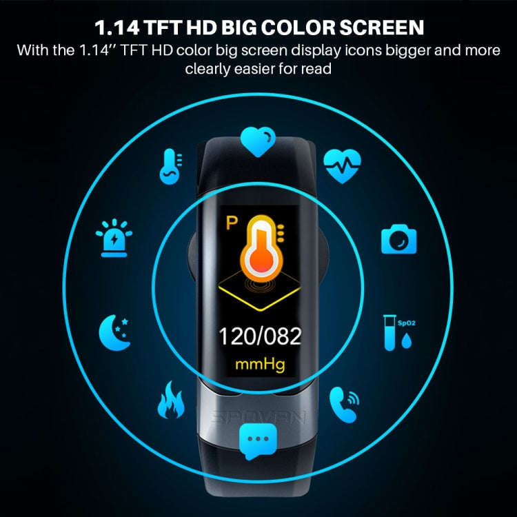 SPOVAN H02 1.14 inch TFT HD Screen Smart Bracelet Supports Blood Oxygen Monitoring/Sleep Monitori...