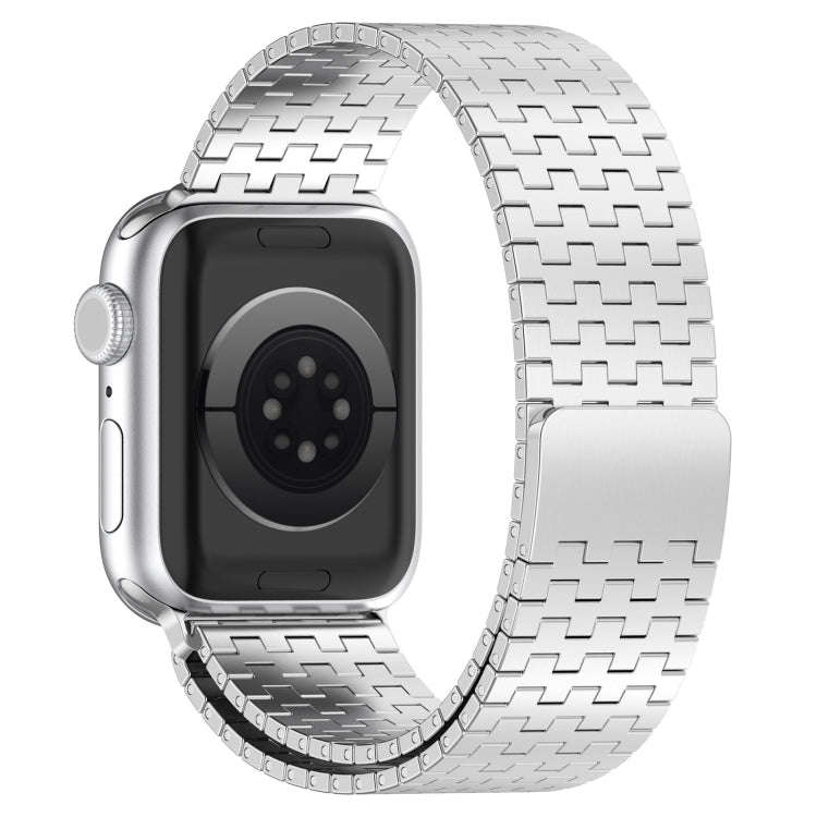 For Apple Watch 3 42mm Magnetic Buckle Stainless Steel Metal Watch Band(Silver)