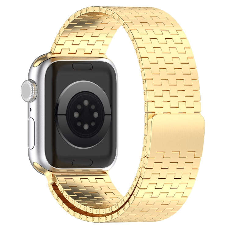 For Apple Watch 2 42mm Magnetic Buckle Stainless Steel Metal Watch Band(Gold)