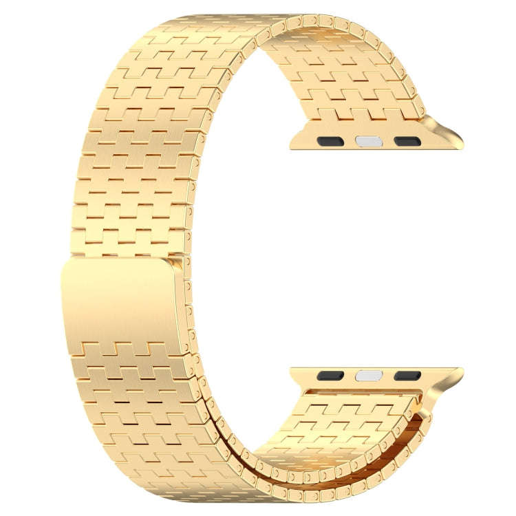 For Apple Watch 2 42mm Magnetic Buckle Stainless Steel Metal Watch Band(Gold)