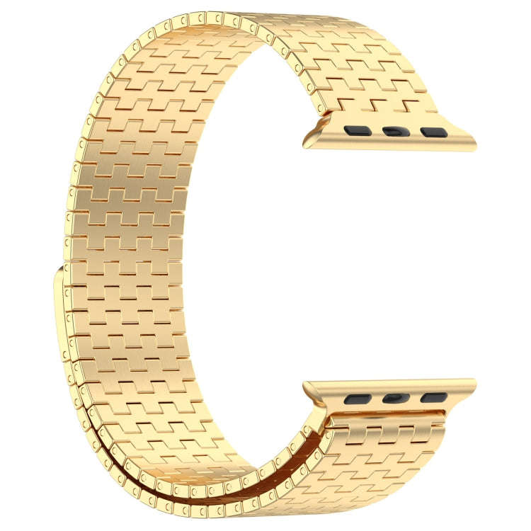 For Apple Watch 2 42mm Magnetic Buckle Stainless Steel Metal Watch Band(Gold)