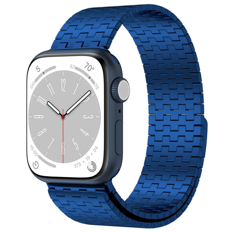For Apple Watch 42mm Magnetic Buckle Stainless Steel Metal Watch Band(Blue)
