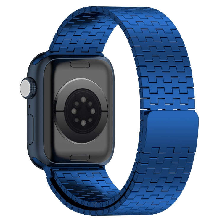 For Apple Watch 42mm Magnetic Buckle Stainless Steel Metal Watch Band(Blue)