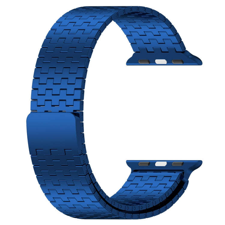 For Apple Watch 42mm Magnetic Buckle Stainless Steel Metal Watch Band(Blue)