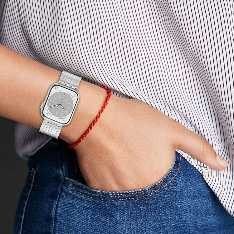 For Apple Watch 42mm Magnetic Buckle Stainless Steel Metal Watch Band(Gold)